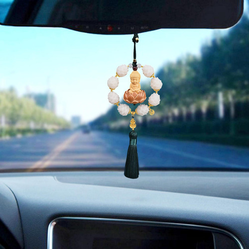 Estatua De Buda Espejo Retrovisor De Coche Colgante Verde