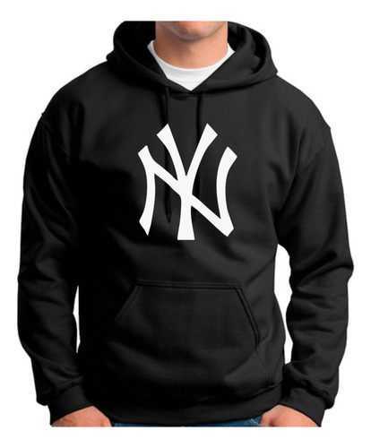 Buzo Ny New York Yankees Logo Usa Con Capucha Negro Calidad