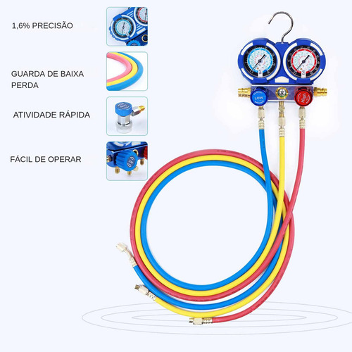 Joyfox Manômetro Manifold Ar Condicionado Automotivo R410 C/ Maleta Engates