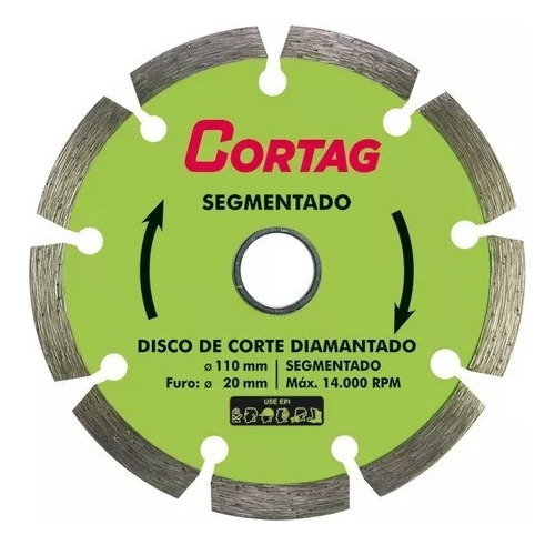 Kit 10 Discos De Corte Segmentado Cortag 110 Mm 