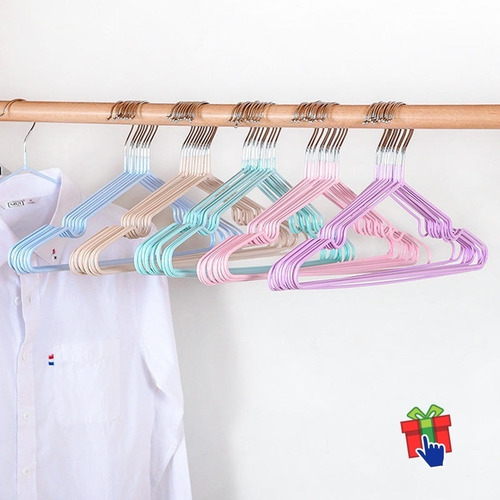 Pack X 20 Perchas Acero Forrado Goma Antideslizante 40cm