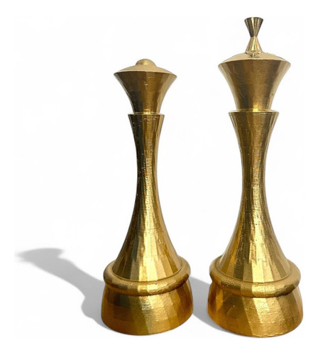 Rey Y Reina Ajedrez Dorado Decoración Simbólica Almabuddha Serie 3 Dorado