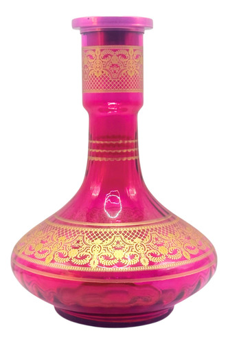 Vaso Narguile Grande 30 Cm Rosa E Dourado Reforçado