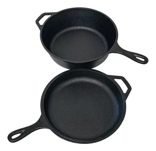 Wok Sarten Hierro Fundido Doble Función Apto Horno Induccion