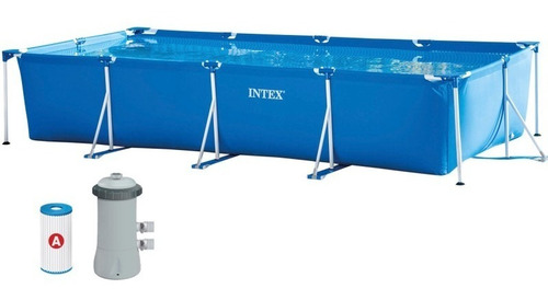 Piscina estructural rectangular Intex 28274 con capacidad de 7127 litros de 4.5m de largo x 2.2m de ancho de 4.5m de diámetro azul diseño mosaico