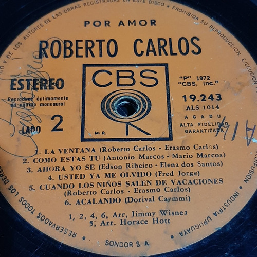 Sin Tapa Disco Roberto Carlos Por Amor M0