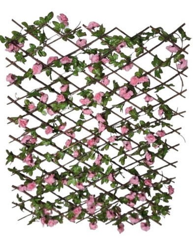 Malla Valla Cerca Planta Enredadera Artificial Rosa 1 X1.20m