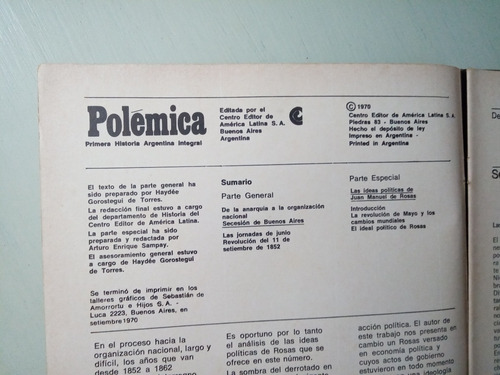 Juan M. De Rosas Rev Polémica N° 16 Y 19 ' 1970 (Usado)