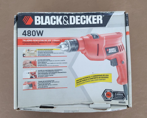 Taladro Percutor 10mm 480w Kr505 Black And Decker (usado) Rojo 50 Hz (Usado)