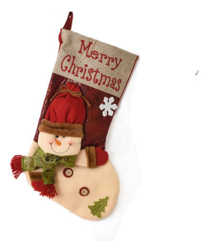 Calcetín Navideño De Papá Noel, Muñeco De Nieve Y Reno, Chri