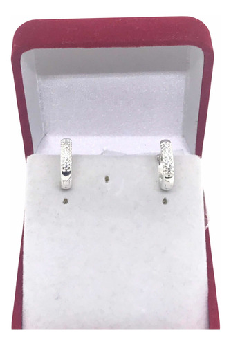 Imagen 3 de 4 de Aro Argolla De Plata Con Cubics Blancas En Micro Pave