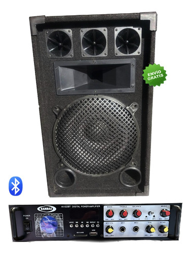 Combo Bafle 12'' 200w + Consola Potenciada 900w Bluetooth