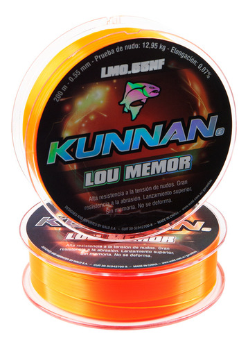 Nylon Kunnan 0,55 Mm Por 200 M Baja Memoria 12,95 Kg