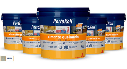 Kit Com 5 Un Cimento Queimado 5kg Cor Fendi Portokoll