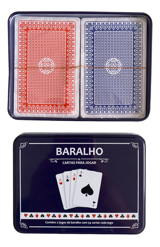 Jogo De Baralho Cartas Plástico Estojo Duplo Buraco Truco