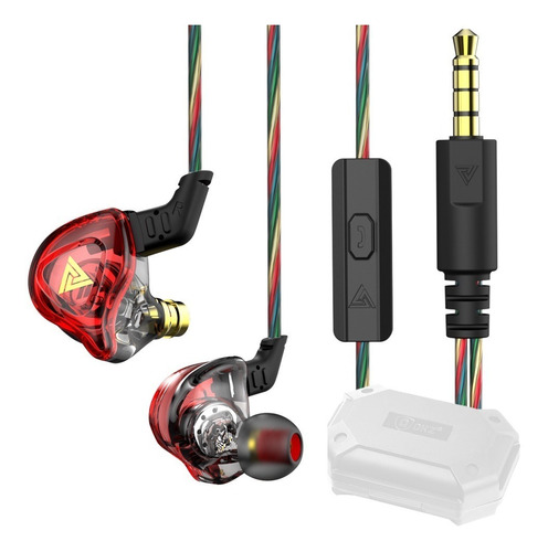 Qkz Ak6 Dmx Con Micro + Estuche Audifonos Auriculares Rojo