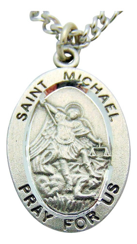 St Michael Medalla Colgante En La 18 Inch Cadena De Acero In