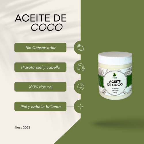Aceite De Coco Virgen Para Piel Y Cabello 250 G Puro