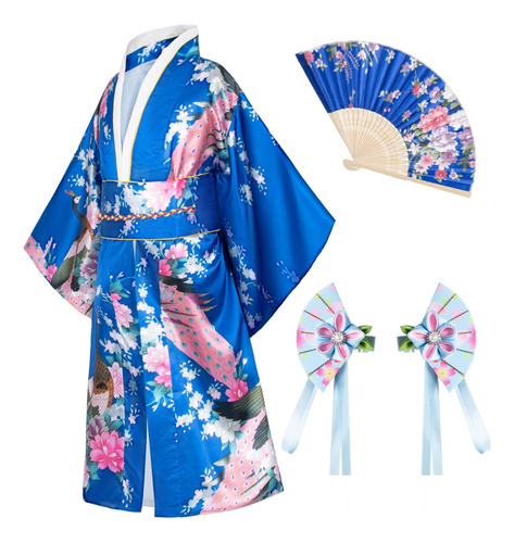 Vestido Tradicional Japonés Kimono Bata Para Niños Niñas Dis