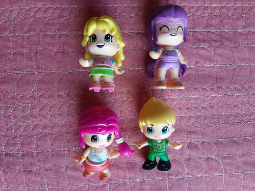 4 Pinypon Cabello Amarillo, Rosa Y Lila De 7 Cms (Usado)