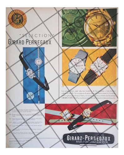 Cartel Publicitario Retro Relojes Girard Perregaux 1960