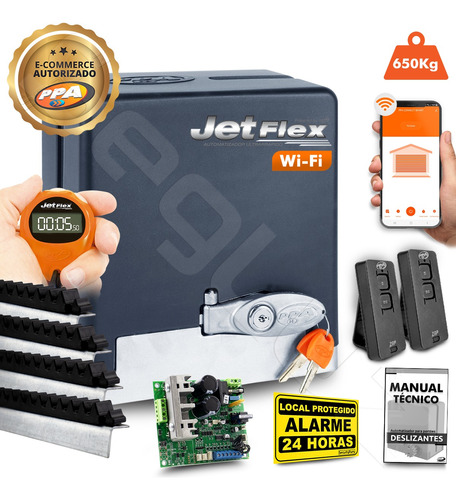 Kit Motor Ppa Dz Hub Wifi Jet Flex App 4m Crem Portão 550kg