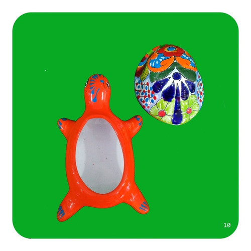 Imagen 2 de 2 de Alhajero Tortuga De Cerámica Tipo Talavera 20x12x10 Cm M10