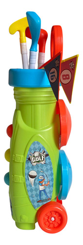 Set Juego De Golf Infantil Con Carrito Palos Hoyos Pelotas Derecha Multicolor