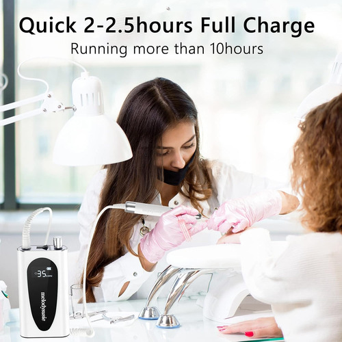 Melodysusie Taladro De Uñas Profesional Recarga De 35000 Rpm