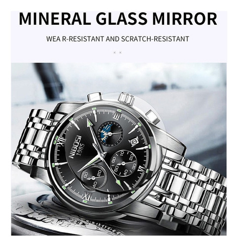 Reloj Luminoso Con Calendario Cronógrafo Nibosi 2516