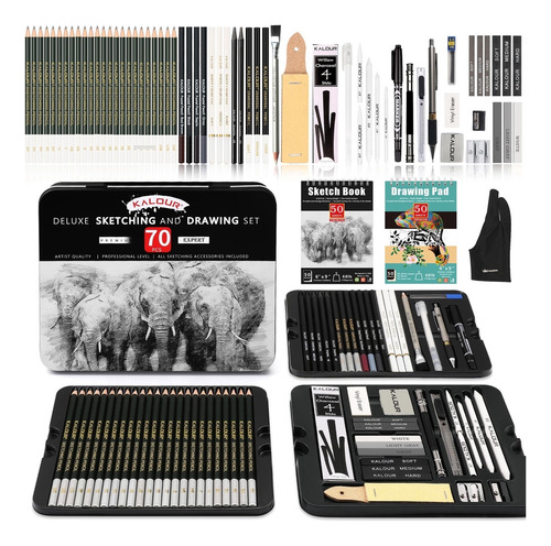 Kalour 72-pack Sketch Drawing Pencils Kit With Sketchbook A
