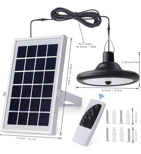 Imagen 2 de 10 de Lampara Solar Interior Colgante Simple Sensor Movimiento Pro