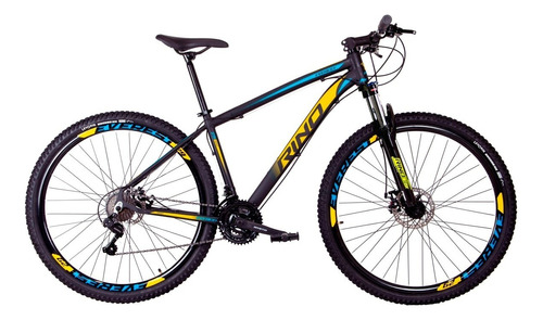Bicicleta Aro 29 Rino Everest Color 24v Shimano C/ Trava Cor Amarelo/azul Tamanho Do Quadro 19