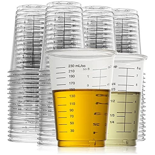 50 Vasos Medidores Desechables - 8 Oz | Vasos Mezcladores De