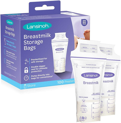 Imagen 1 de 6 de Bolsas Almacenamiento Leche Materna Lansinoh 100 Und