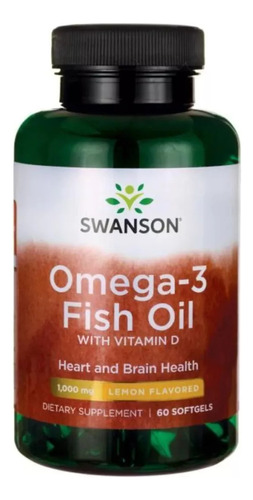 Omega-3 Fish Oil Con Vitamina D 1000mg Swanson 60 Softgel