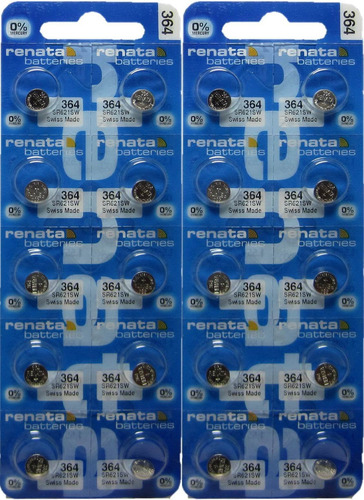 Renata 20 Silver Oxide 364 Zero Mercury Bateras Electrnicas