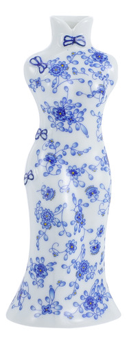 Arreglo Floral Simple De Porcelana Azul Y Blanca Para Decora