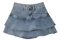Comprar Short Faldas De Mezclilla De Dama Cintura Alta Volante Doble