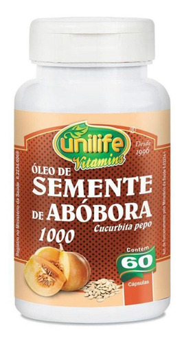 Imagem 1 de 4 de Óleo Semente Abóbora 60 Caps 1200mg Unilife Curcurbita Pepo