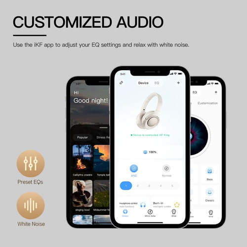 Audífonos Inalámbricos Ikf , Bluetooth 5.3, Anc, Color Negro