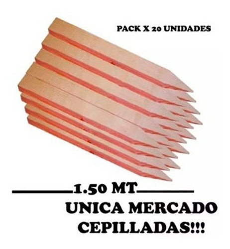 Especial Estacas De Madera Unicas Cepilladas 1.50mt X10u Rosa Claro