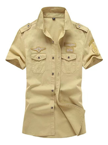 Camisa Militar De Trabajo Epaulets De Algodón Para Hombre