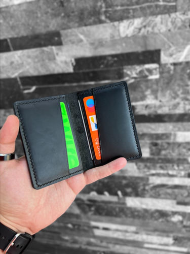 Imagen 5 de 6 de Tarjetero Bifold De Piel Para Hombre Hecho A Mano