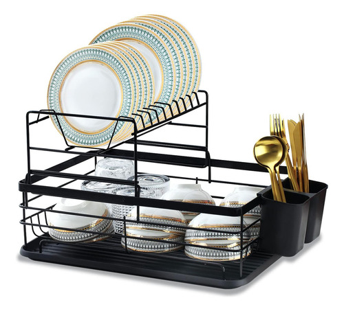 Escurridor De Platos Trastes 2 Niveles 12 Platos Deco Hogar