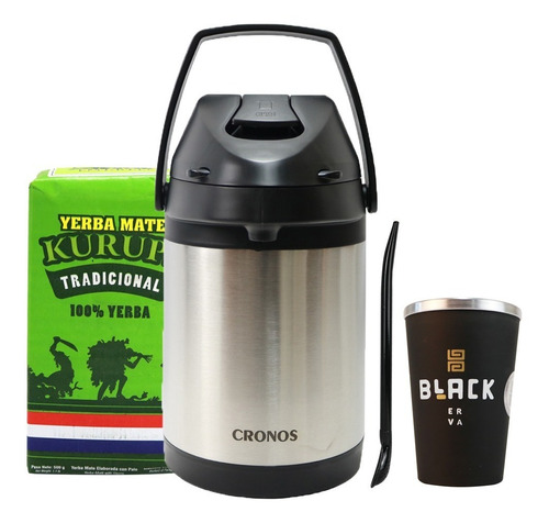 Imagem 1 de 5 de Kit Tereré Garrafa Cuia Erva Kurupi Bomba Preta - Sabores