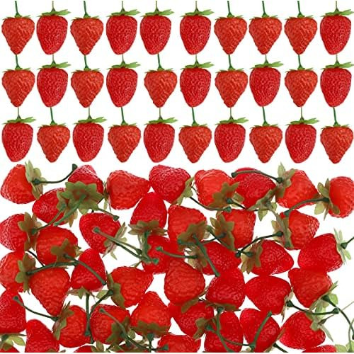 30 Pcs Fresas De Plástico  S Artificiales De Fresa Roj...