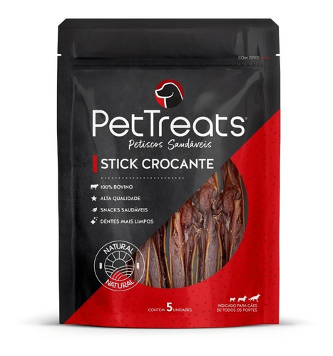 Petisco Natural P/ Cachorro Pet Treats Stick Crocante 5un