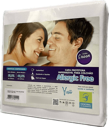 Capa Impermeável Antiácaro Colchão Queen Allergic Free Mix