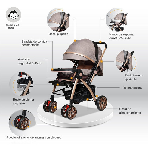 Carreola Para Bebés Niños Ultra Premium Plegable, 3 Colores